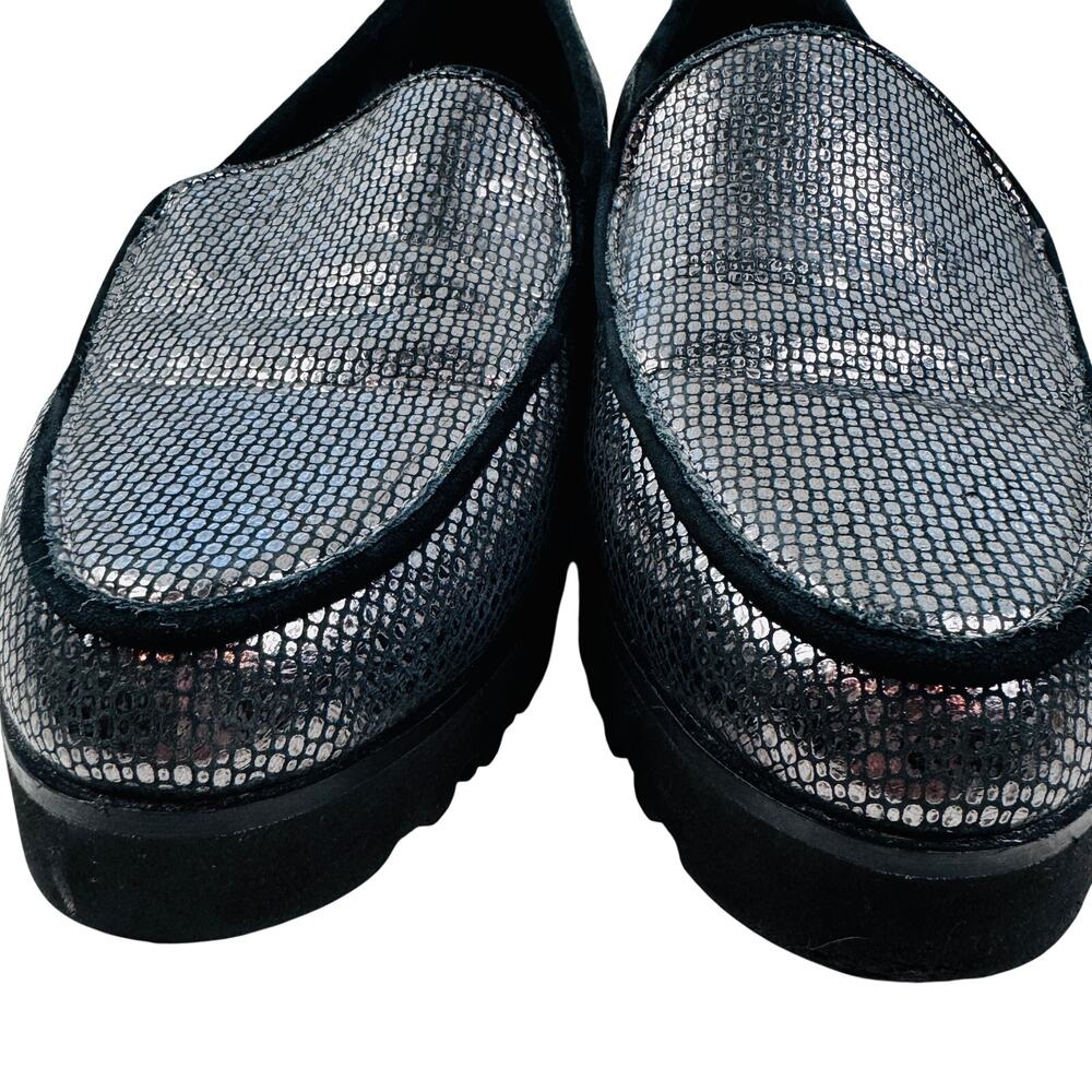 Donald Pliner Elen Metallic Gunmetal Textured Slip-on Comfort Loafers Women's 10 - Picture 4 of 11